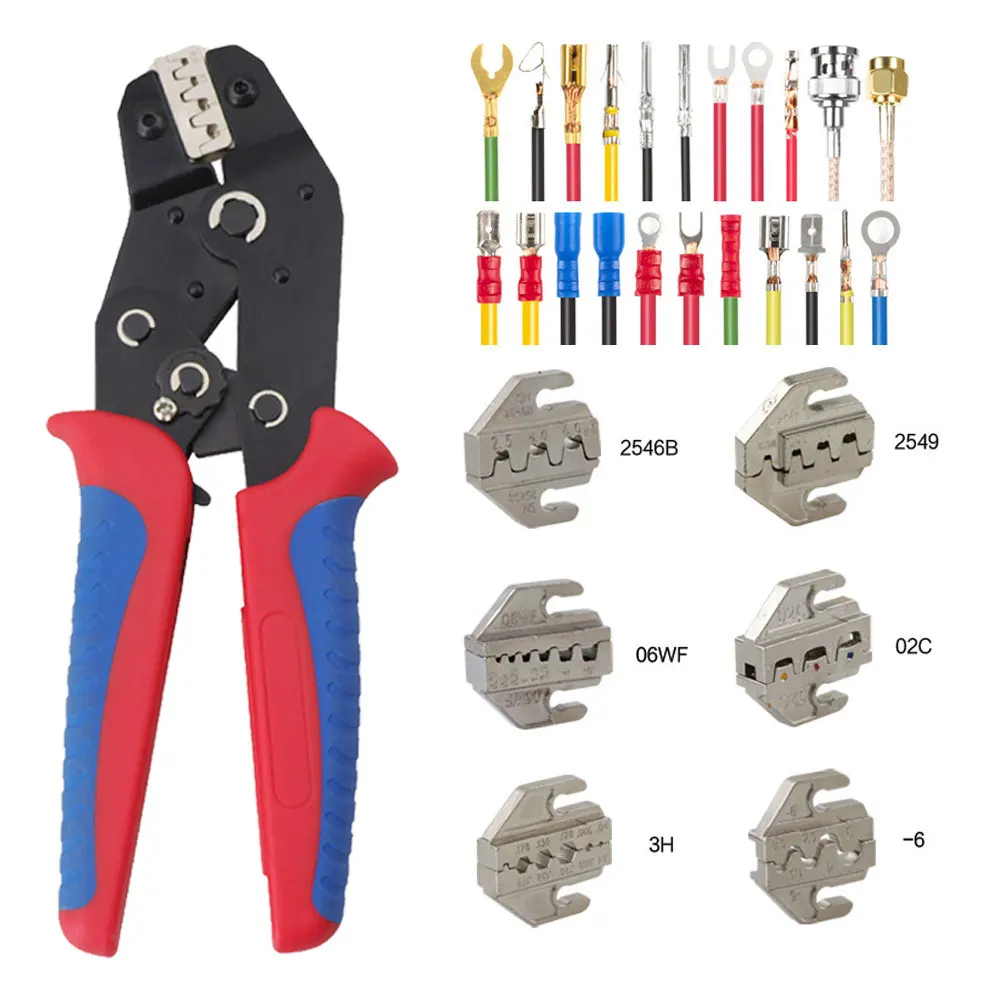 SN-58B Crimping Pliers Multifunctional Electrician Wire Harness Pliers Power Terminal Crimping Tool With Replaceable Pliers Head