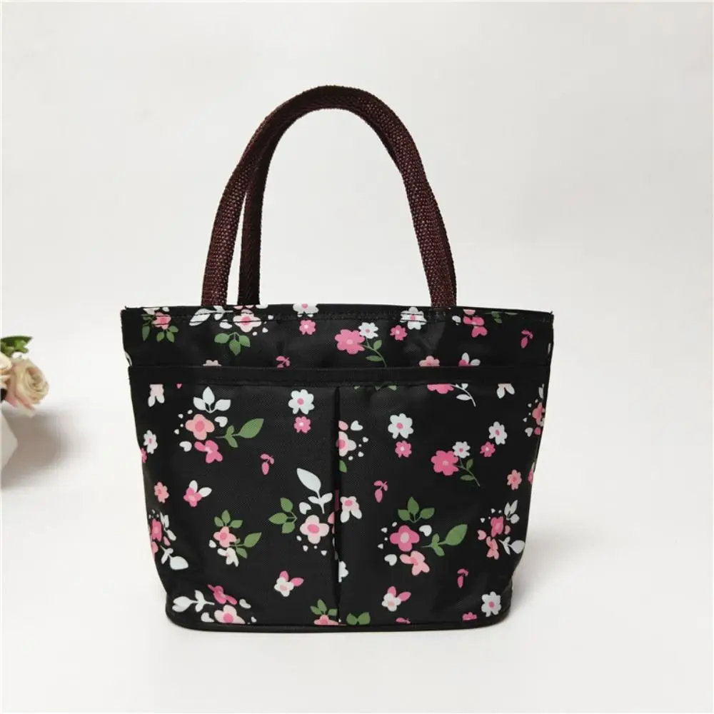 

New Flower Nylon Handbags Waterproof Storage Bags Women Shoulder Bag Shopping Bag Travel Wash Bag Outdoor Picnic Bag