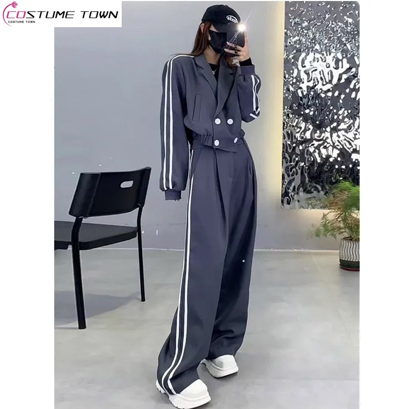 

Spring and Autumn Suit Women's 2024 New Fashion Casual Suit Coat High Waist Slim Wide Leg Pants Elegant Women's Two-Piece Set