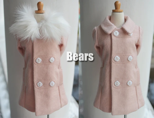 

BJD Doll Coat Pink Full Wool Double Breasted Coat With Detachable Wool Collar For 1/3 BJD SD DD SD10 SD13 SD17 Doll Accessories