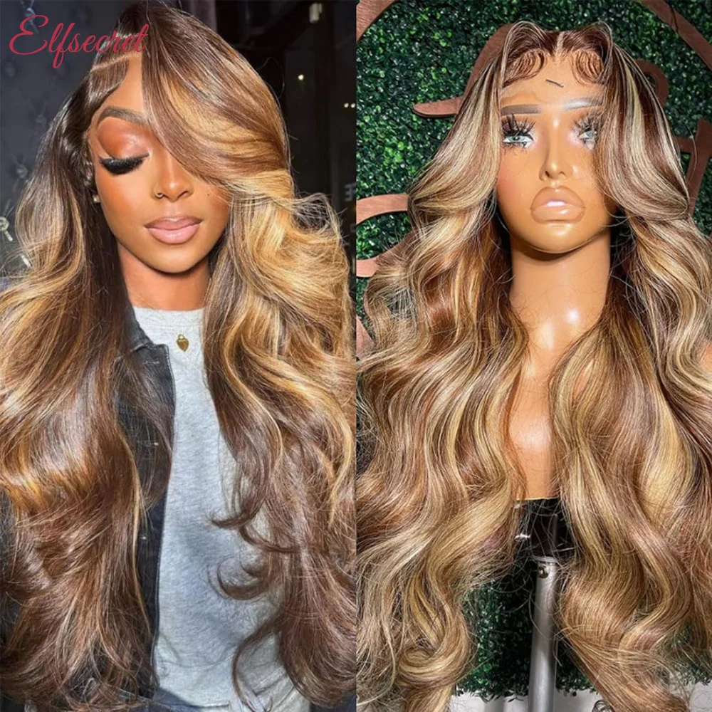 Highlight 13x6 Body Wave Lace Front Wig Brazilian Honey Blonde 360 Full Transparent Lace Frontal Wigs For Women Human Hair