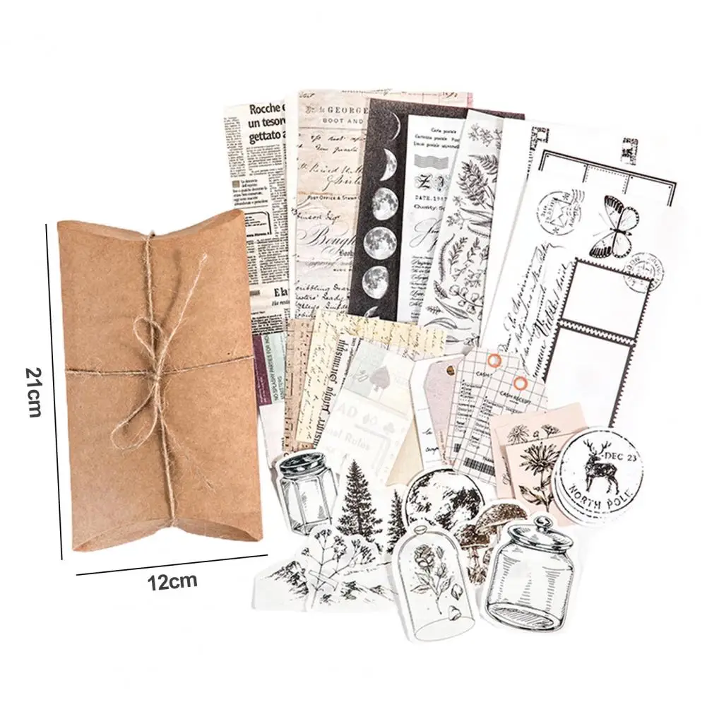 Scrapbook Stickers Set Exquisite Pattern Multi-Use Vintage Aesthetic Stickers DIY Paper Journaling Scrapbooking Supplies Kit