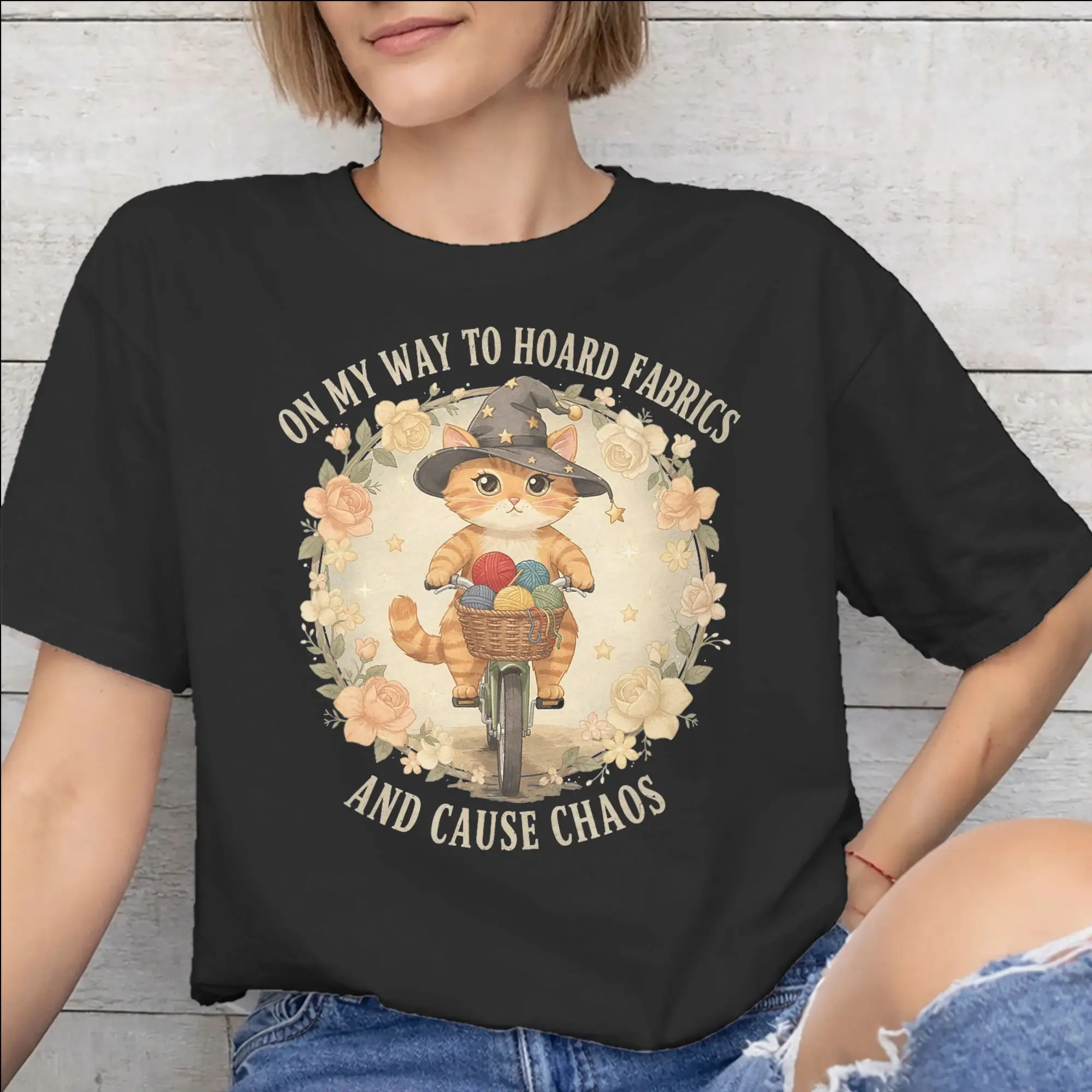 On My Way to Hoard Fabrics and Cause Chaos New Arrival T Shirts Men Women  Pure Cotton  Tee Shirt Clothes