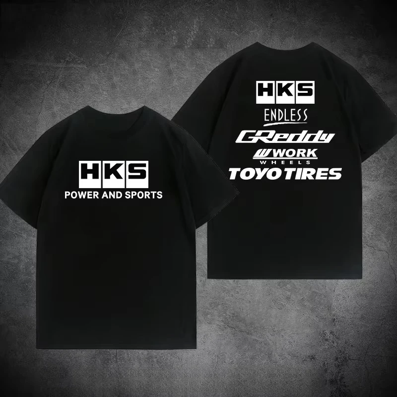 

2025 Japan JDM Modified Car HKS ENDLESS Work Suit Custom Leisure Cotton T-shirt Summer Clothes Men Short Sleeves