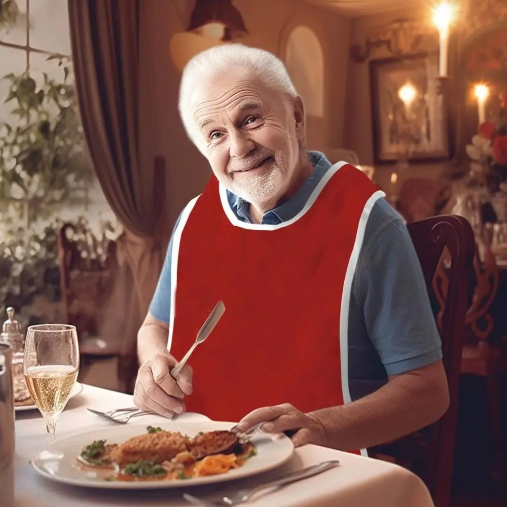 

Multi-purpose Adjustable Adult Bibs Stain Resistant Anti-oil Elderly Bib Soft Thicked Senior Citizens Bibs a Mess-Free Diet