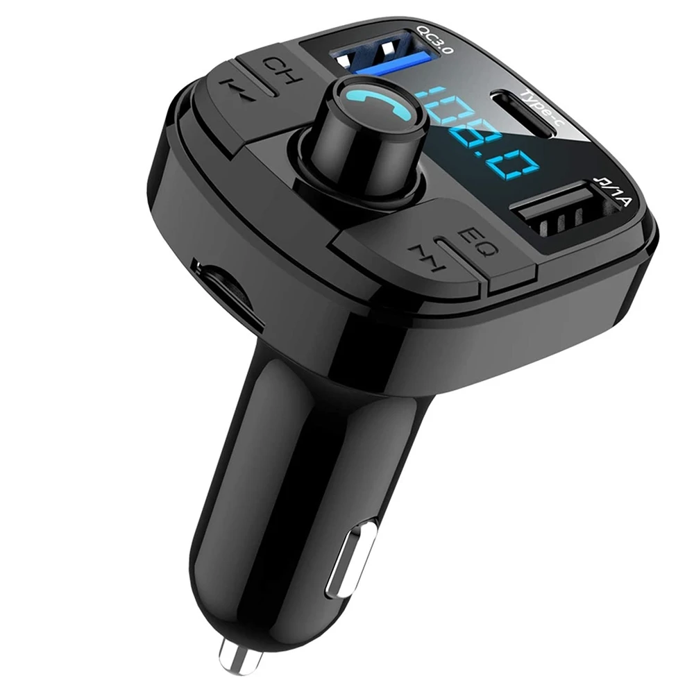 Car Bluetooth 5.0 FM Transmitter Car MP3 Player Dual USB 3.0 Fast Charger Wireless Adapter Hands-Free Audio