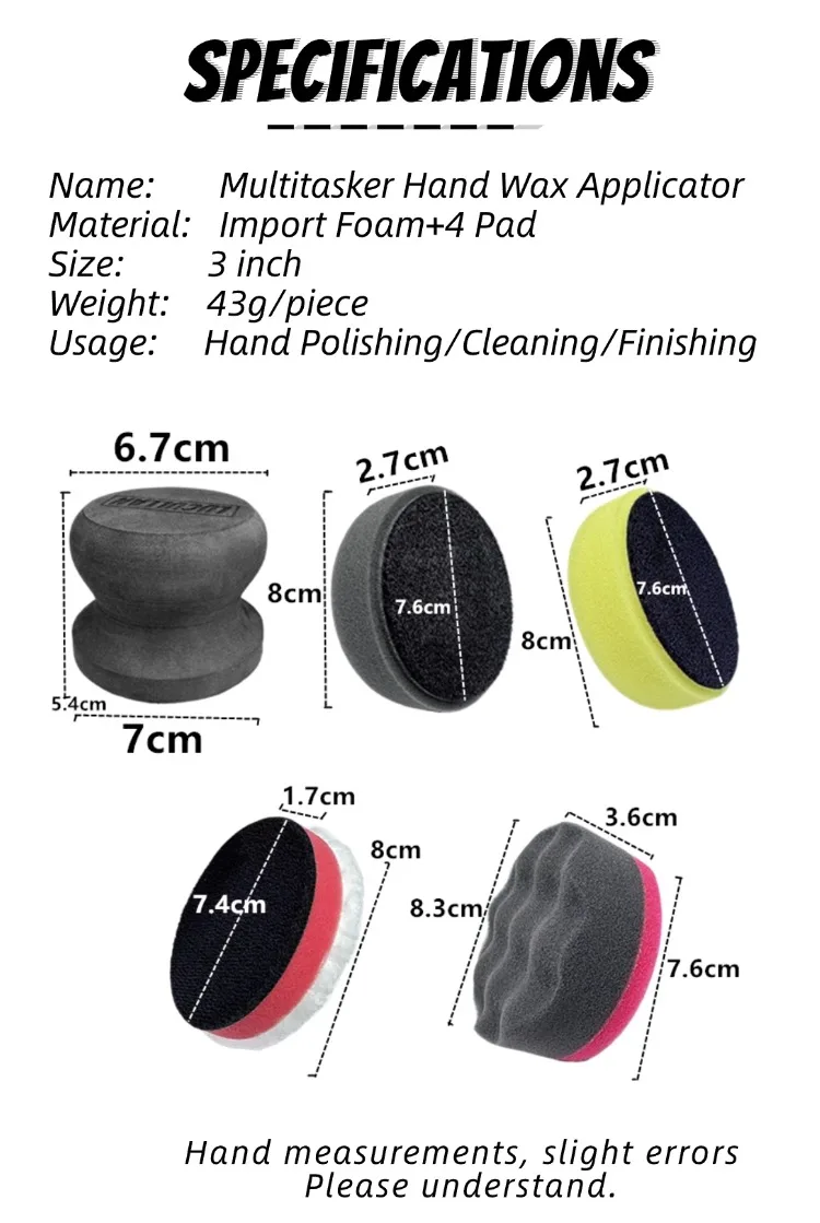 Lucullan Handi Puck Kit Ergonomischer Griff-Handapplikator mit 4 verschiedenen Polier-, Reinigungs- und Endbearbeitungspads – Detail 4
