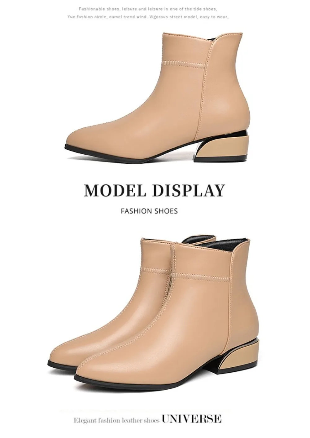 2026 Neue Damenstiefel Mode Lässige Lederstiefel Spitze Formelle Büroschuhe für Frauen Reißverschluss-Knöchelstiefel – Detail 22