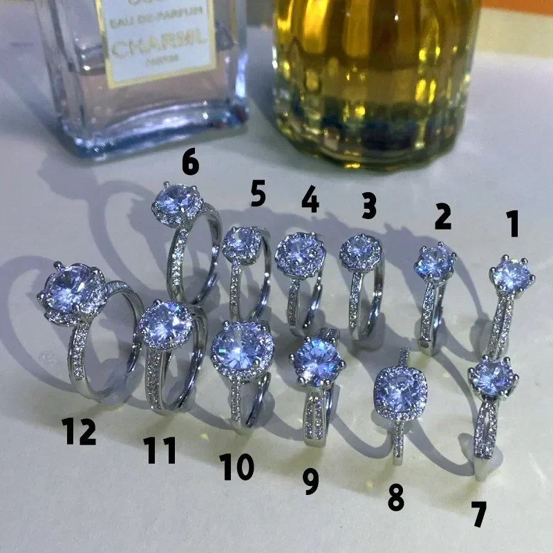 

MDL Муассанит СтильТолстое покрытие PT950 Белое золото Микронабор Имитация муассани Обручальное кольцо Имитация свадебного реквизита