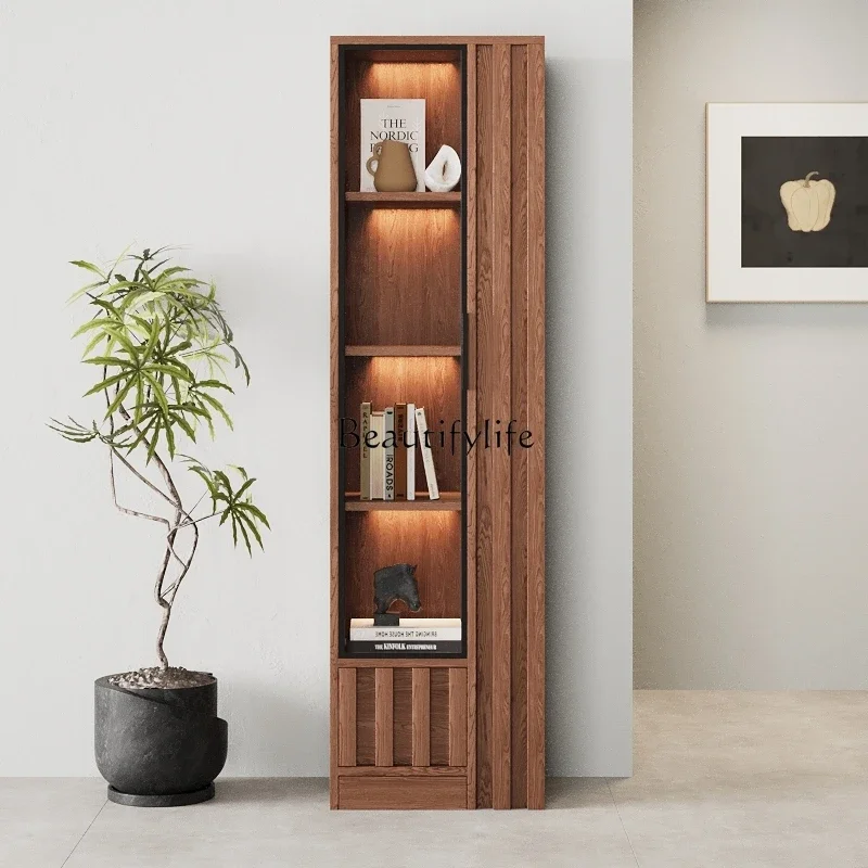 

pg46Storage glass display cabinet next to the TV, living room solid wood storage cabinet