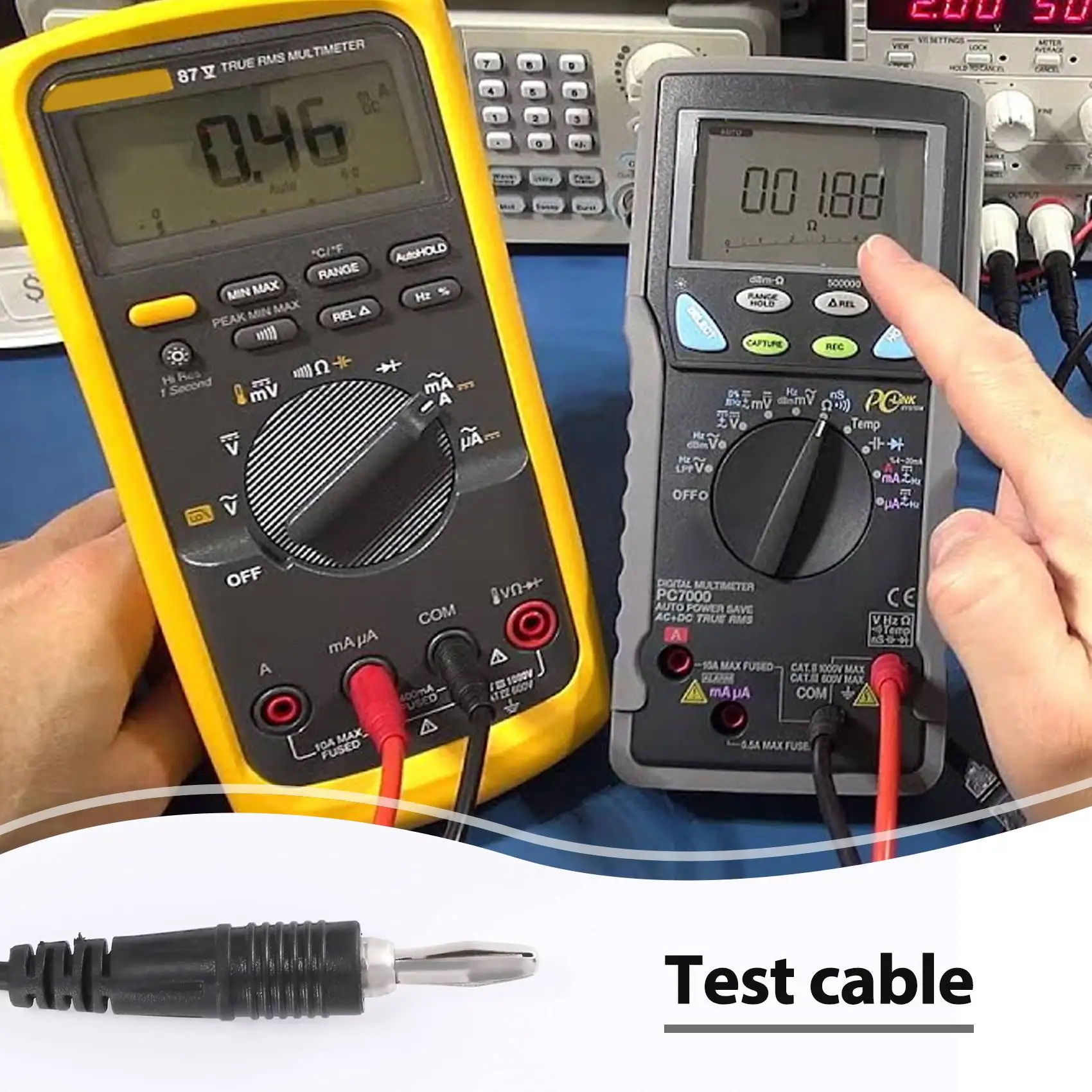 1M Long Alligator Clip to Banana Plug Test Cable Pair for Multimeter