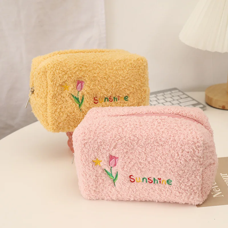 Tulip Flower Travel Cosmetic Storage Bag Women Female Makeup Organizer Handbags Lipstick Wash Bag Pencil Cases Student Supplies