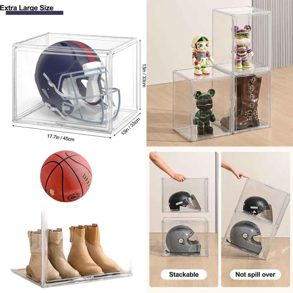 

Очень большая штабелируемая акриловая витрина с магнитной дверцей, 17,7 x 13 x 13 — идеально подходит для предметов коллекционирования, обуви, ботинок, сумок и