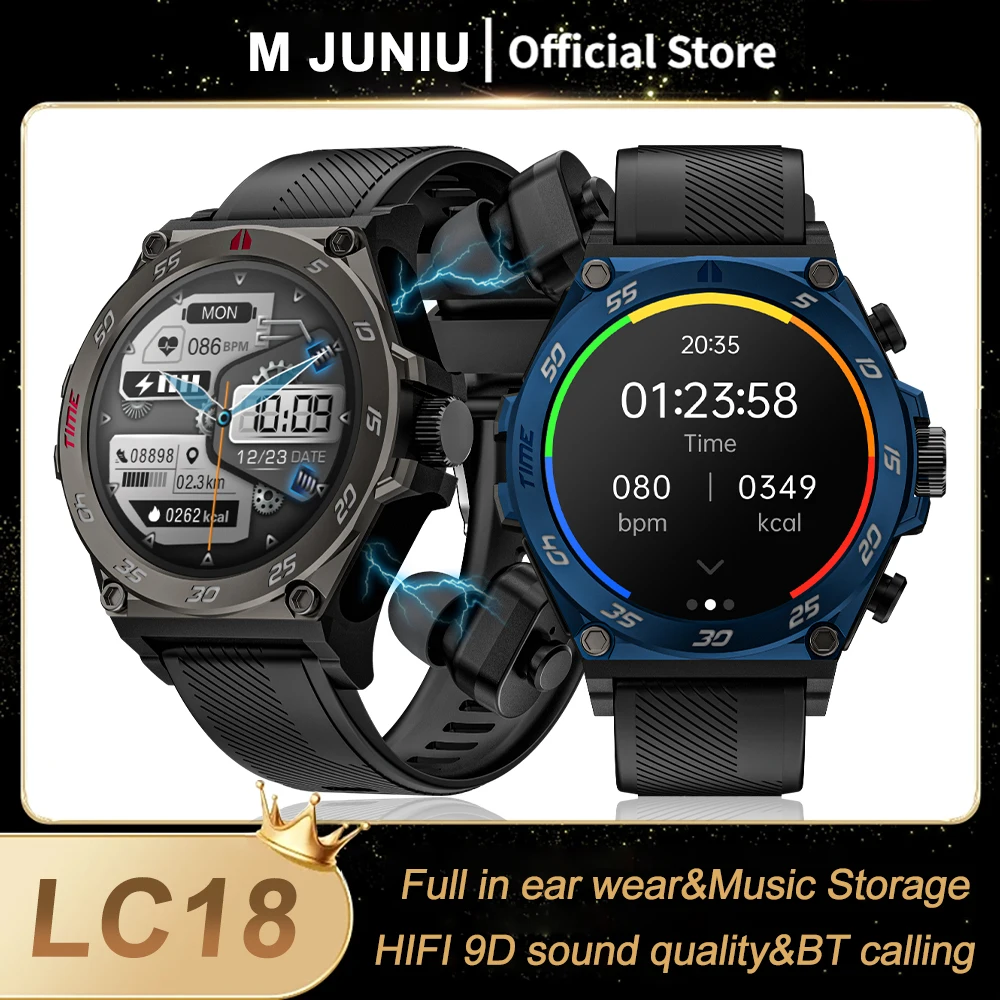 2024 New TWS Music Call Wireless Bluetooth Smartwatch Earphone 2 In 1 Dual Earbuds Health Monitor Sport Smart Watch Men