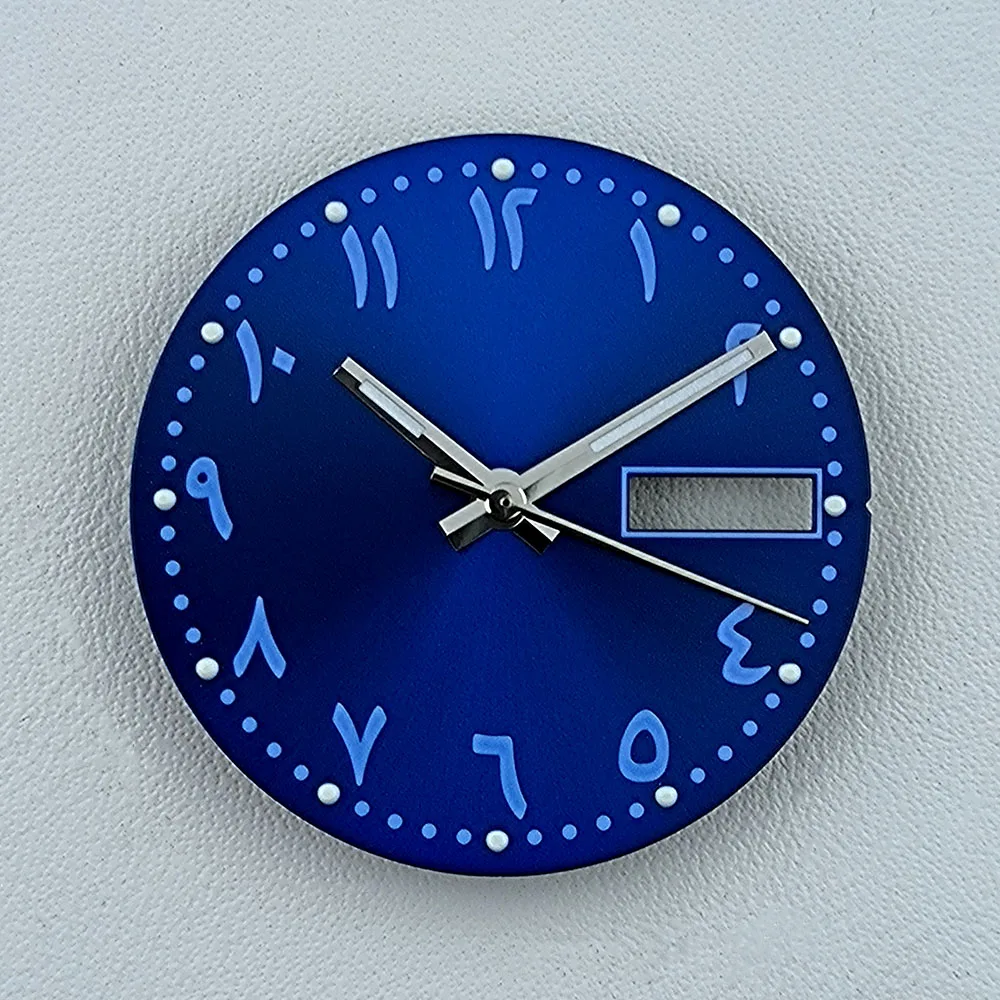 Циферблат NH36, циферблат 28,5 мм, циферблат с арабскими цифрами, циферблат с индивидуальным логотипом, зеленый светящийся циферблат, подходит для часов с механизмом NH36, аксессуары