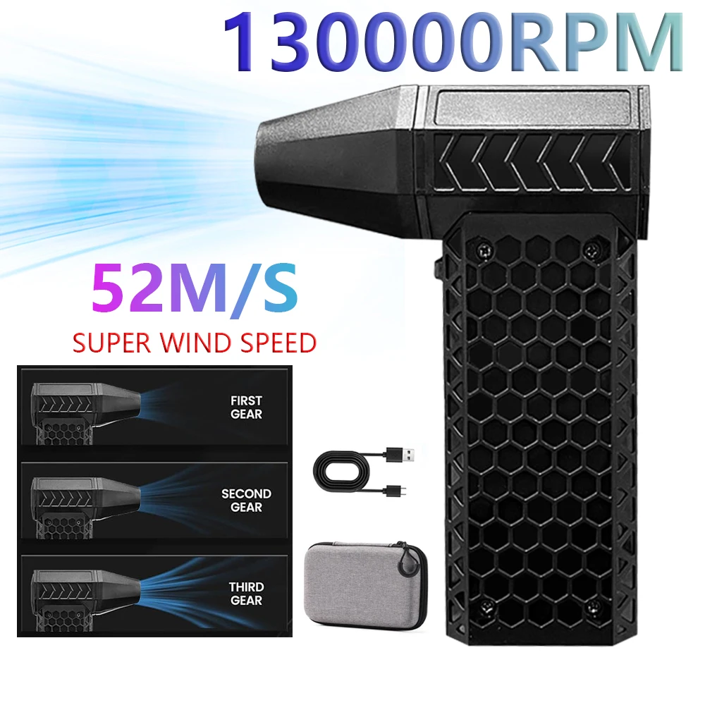 

52m/s Jet Blower Dry 130000RPM Powerful Air Blower Electric Fan Mini Turbo Car Blower Fan for Blowing Inflating Brushless Motor