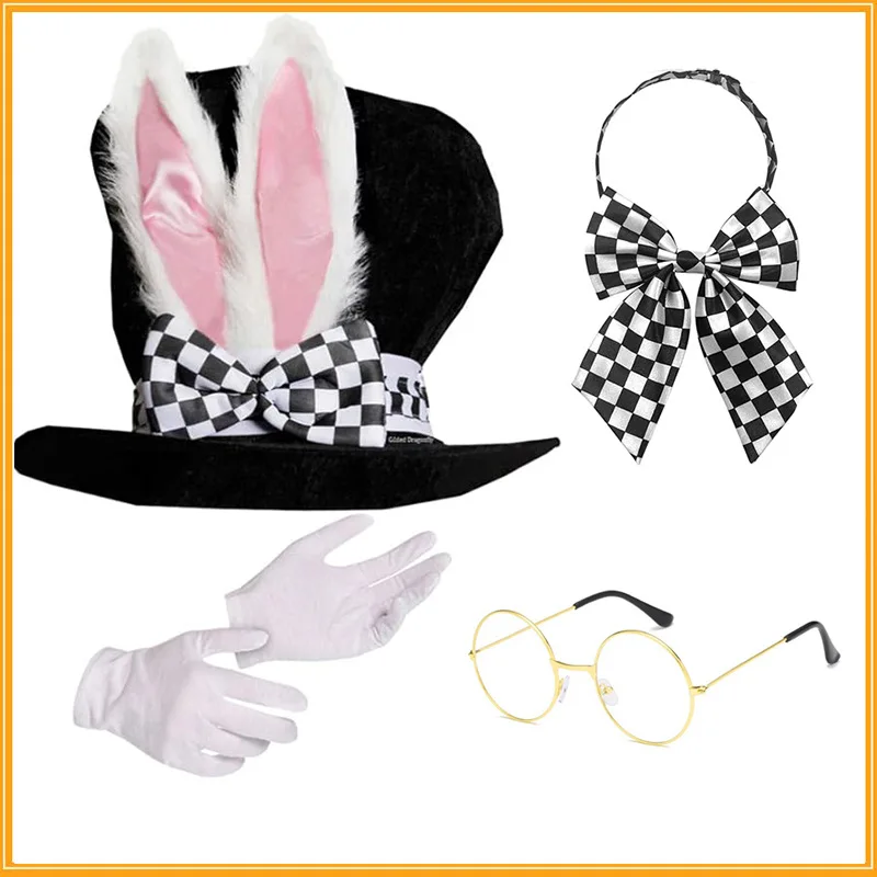 Ensemble de décoration de fête : Chapeau à nœud papillon en velours avec oreilles de lapin pour le Festival de la Résurrection