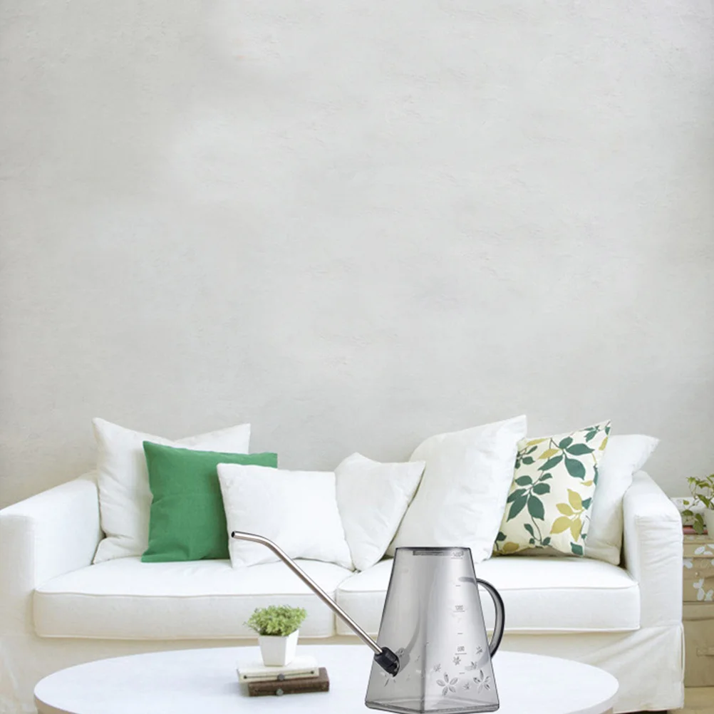 

1pc 1.4L Watering Can Long Spout Plastic Stainless Steel Transparent Garden Tool For Indoor Outdoor Plant Watering Kettle