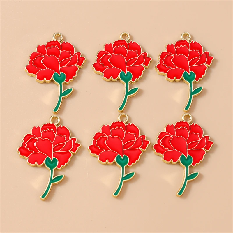 

20pcs 23x31mm Cute Enamel Flower Charms Pendants for Jewelry Making Earrings Necklaces Bracelets Accessories DIY Crafts Supplies