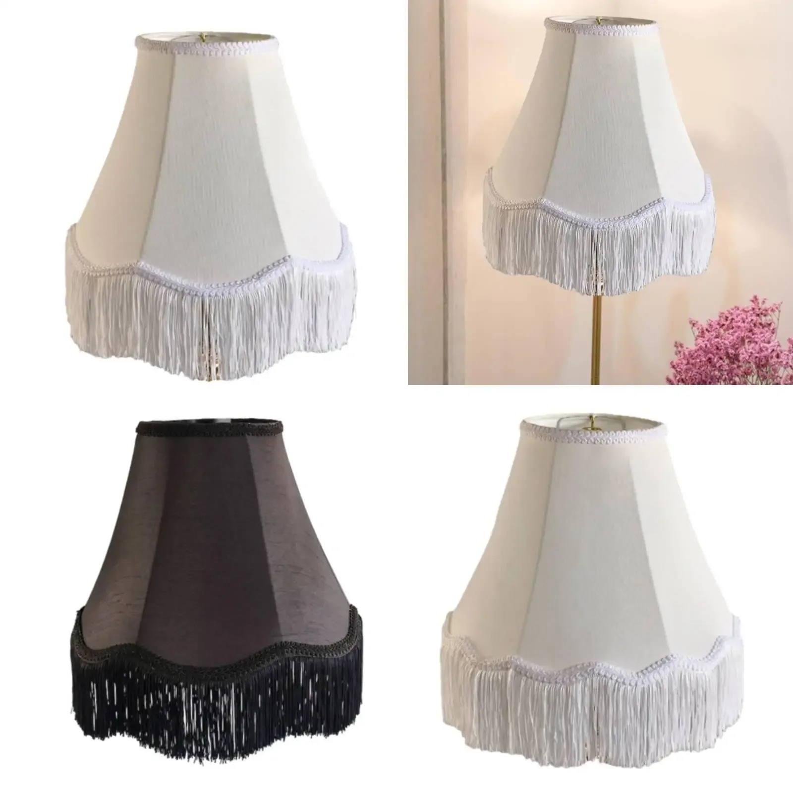 Vintage Lampshade Scallop Lampshade Easy Assembly Luxurious Lamp Cover for Bedroom Living Room Office Floor Lamps Decoration