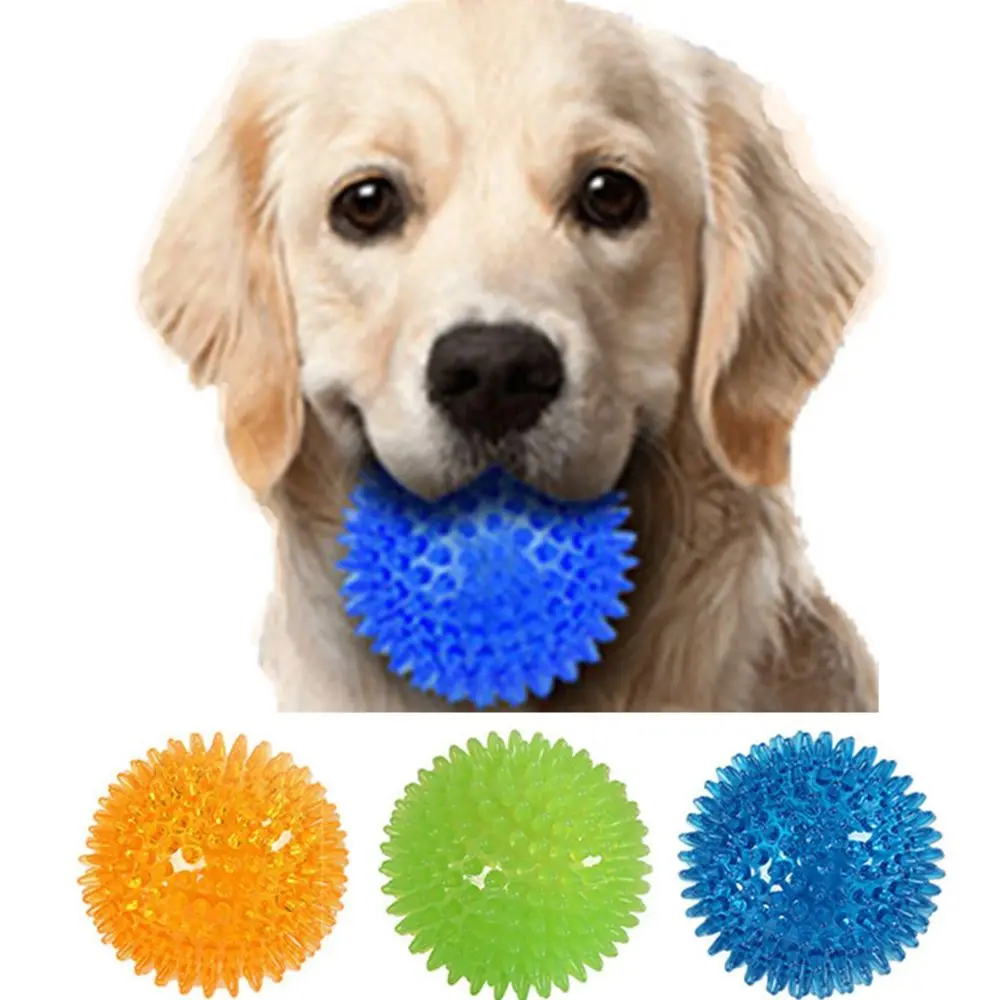 1 PCS Non-Toxic Puppy Chew Toys Simple Colorful Hedgehog Ball Creative Squeaky Spikey Balls For Golden Retriever Large Dogs