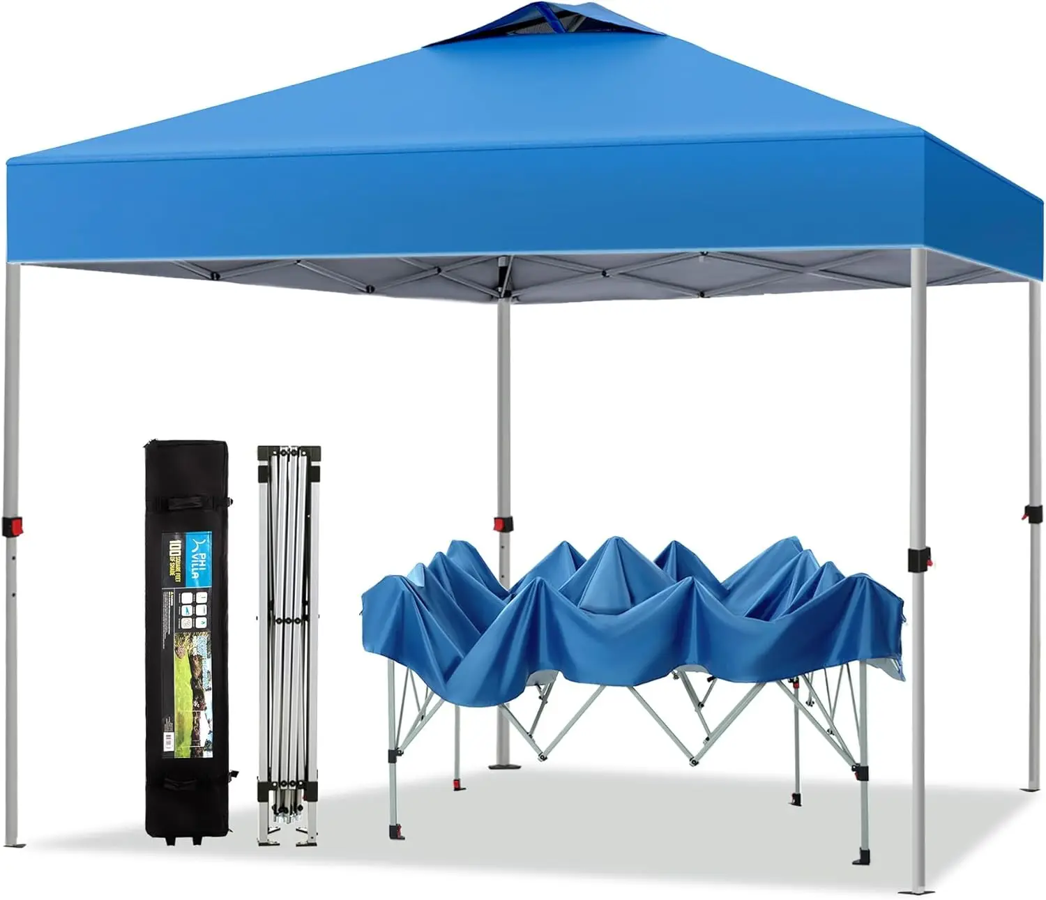 Outdoor Pop up Canopy 10'x10' Tent Camping Sun Shelter-Series Party Tent, 100 Sq. Ft of Shade (Blue)