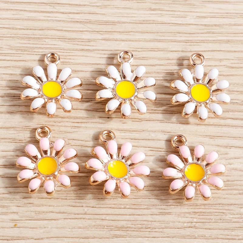 Tusember 10 Stück vergoldete, bunte, niedliche Gänseblümchen-Anhänger für DIY-Schlüsselanhänger, Ohrringe, Armbänder, Schmuckherstellung und Zubehör – Detail 18