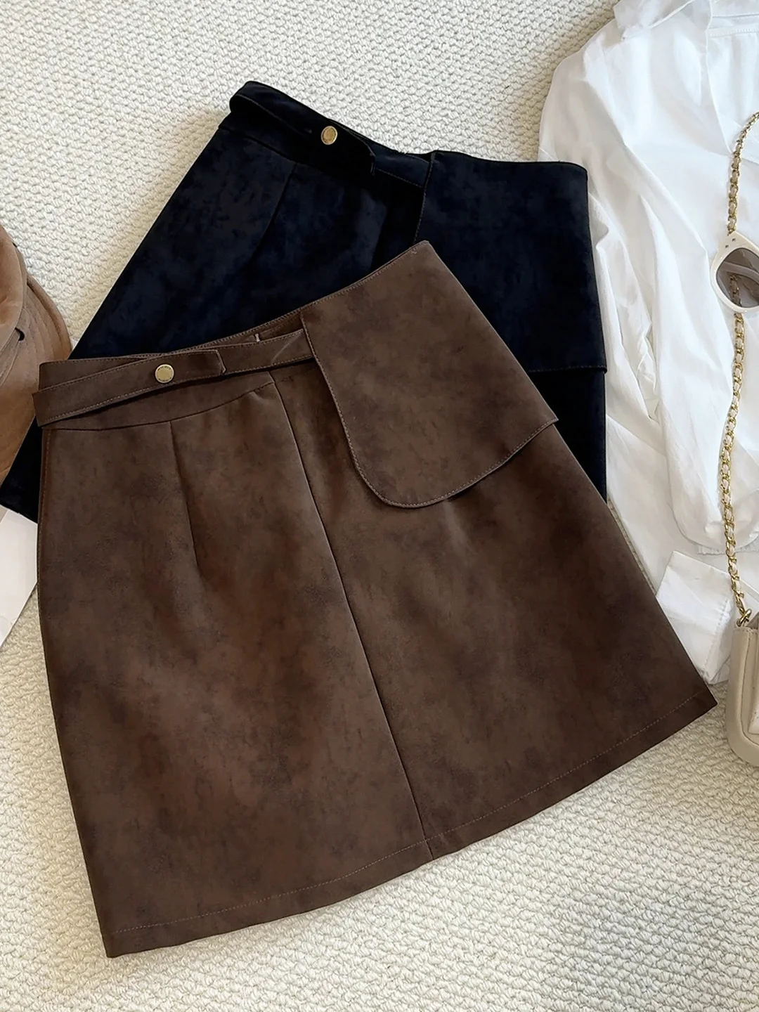 

Модная замшевая юбка Женская ор-юбка Bodycon с высокой талией Асимметричная молния Ba Design Повседневная одежда для городских поездок на работу