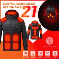 Heated Jacket TODWARM 21 Areas Winter Men's Women's Motorcycle Jacket USB Electric Heating Jacket Heated Vest Moto Thermal