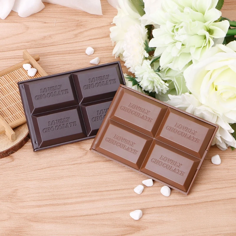 Cute Chocolate Cookie Shaped Square Pocket Mirror Mini Foldable Makeup R3MF