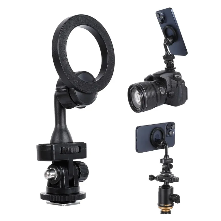 Magnetic Phone Holder Clamp With Cold Shoe Arca 360°Rotatable Tripod Mount Clip For DSLR Camera Vlog Photography Mic
