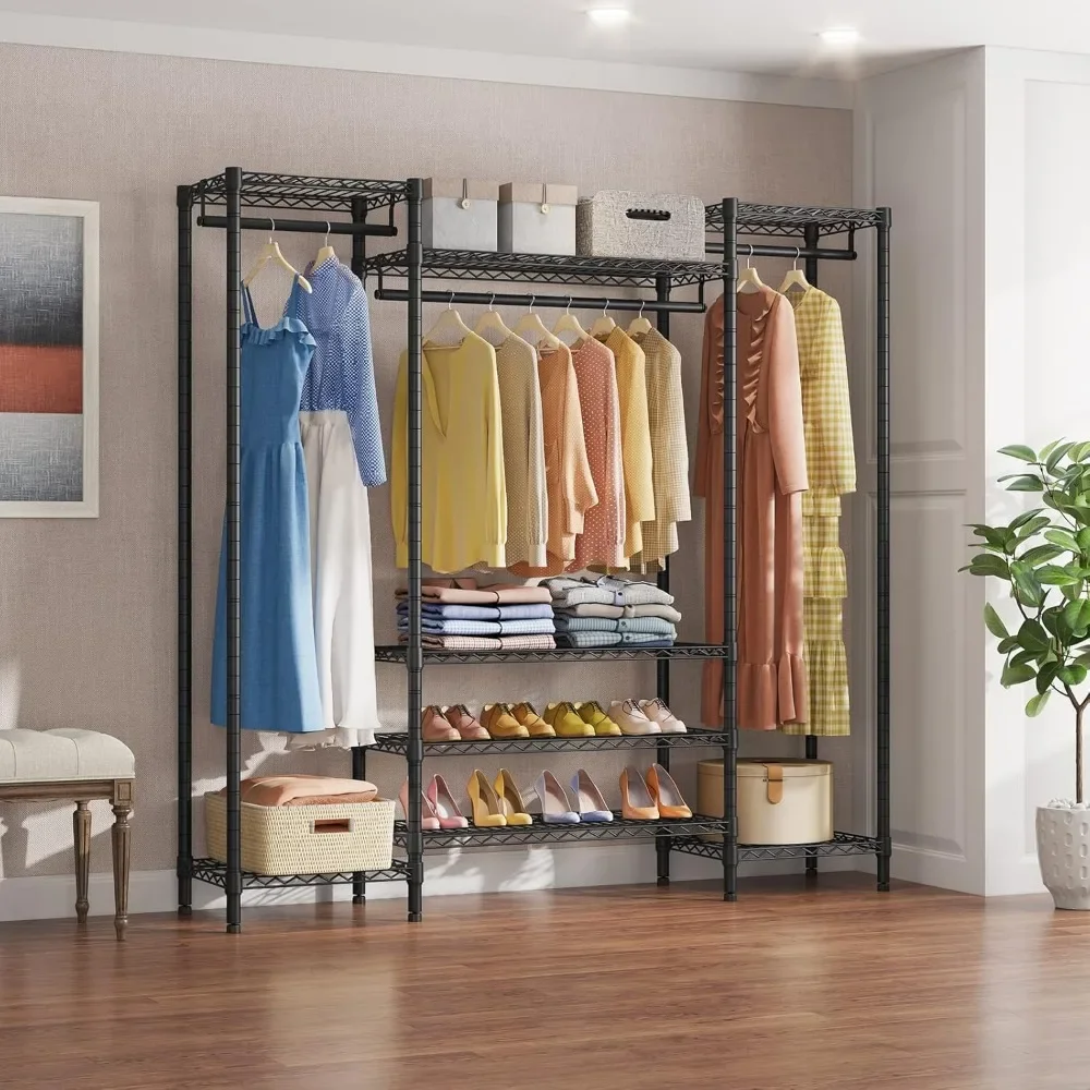 V20 Basic Heavy Duty Garment Rack, Rack de roupas para pendurar roupas, Rack de roupas com prateleira de fio ajustável