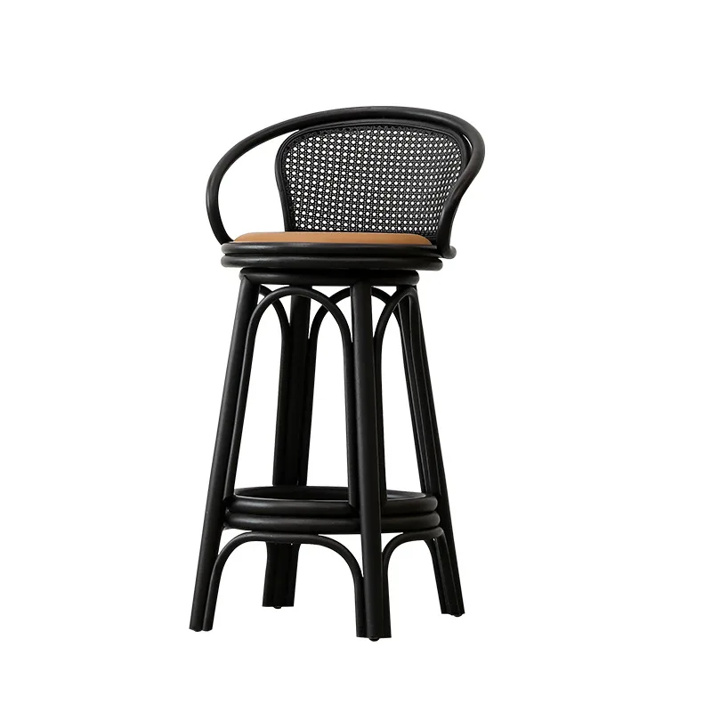 

Rattan high bar chair creative retro cafe restaurant backrest