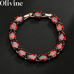 HOT Seller Garnet Jewelry  925 Sterling Silver Shining Venus Bangle Cubic Zircon Stone Charm Women Ladies Bracelet With Extender