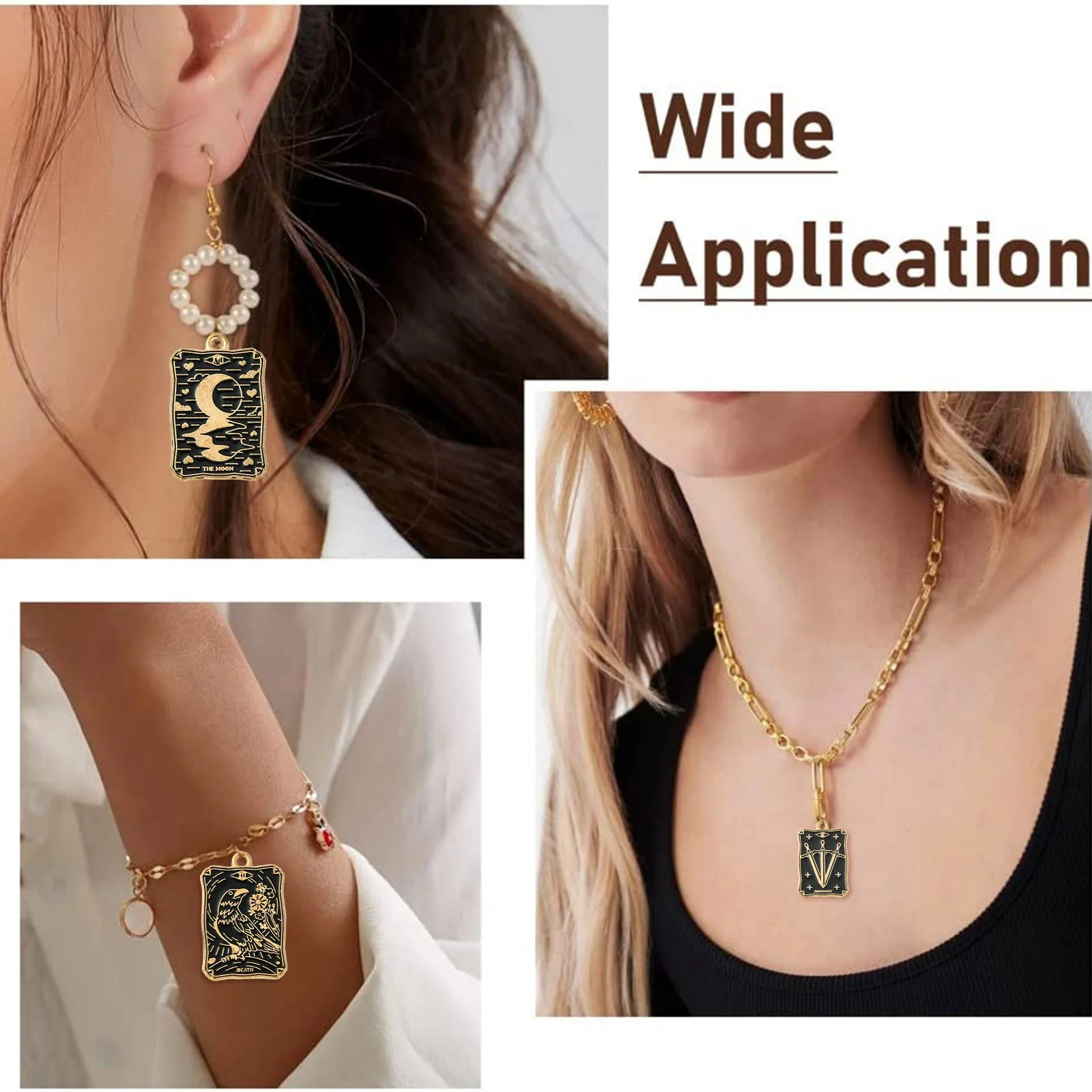 PandaHall 20 Stück 10 Stile Legierung Emaille-Anhänger Tarot-Charms Rechteckige Anhänger für Schmuckherstellung – Detail 7