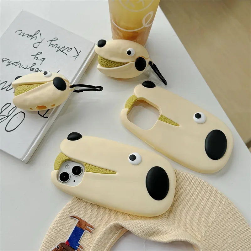 Cute Happy Dog Case for AirPods Pro2 Airpod Pro 1 2 3 Bluetooth Earbuds Charging Box Protective Earphone Case Cover