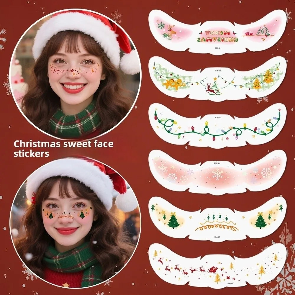 الملونة عيد الميلاد الوجه لصاقات وشم DIY للماء الوجه الوشم ملصق الساخن ختم النمش الوشم المؤقت زي الطرف