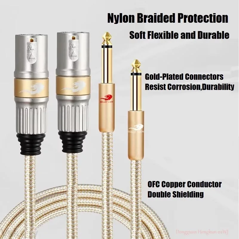 

Hi-fi Audio Cable Dual 1/4 Inch TS Mono 6.35mm to Dual XLR Male for Amplifier Mixer Console XLR to 6.35 OFC Shielded Cord