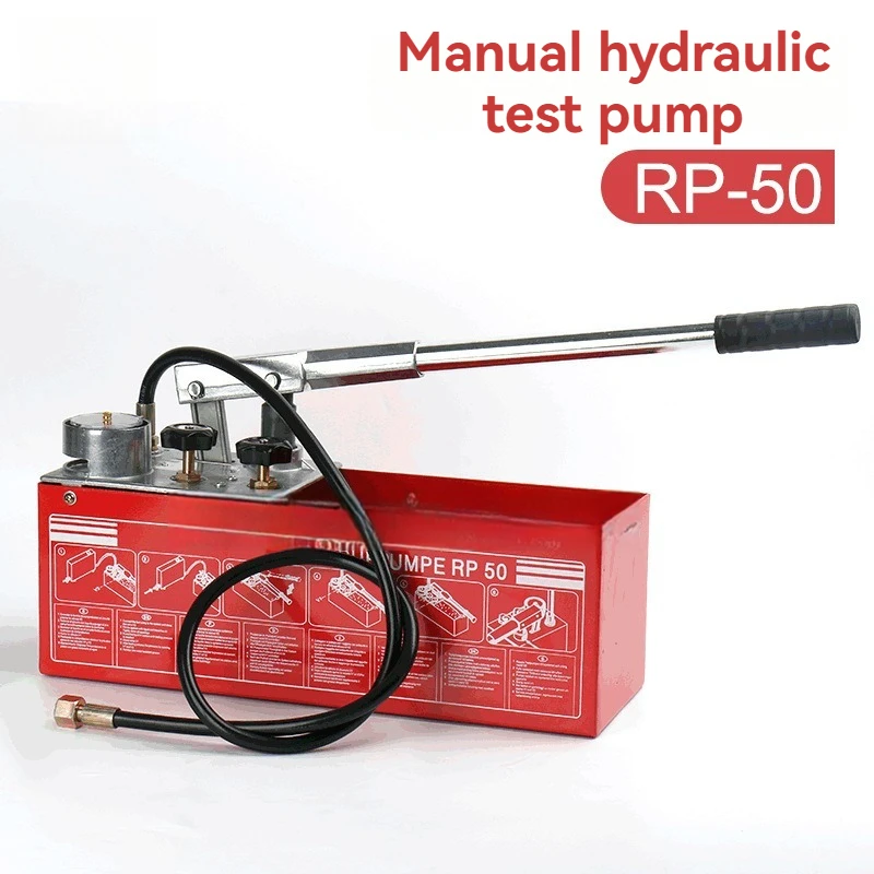 Hydraulic Manual Pressure Test Pump Hydrostatic Water Pressure Tester 0-50 Bar 12L Tank for Pipeline Heating Irrigation