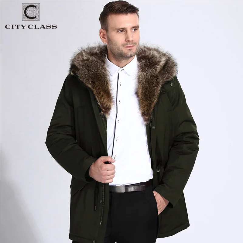 CITY CLASS Brand Men Jacket Coat Fashion New Parka Coat Winter Men Outwear Camel\'s Padding Raccoon Fur Hooded Removable for Male