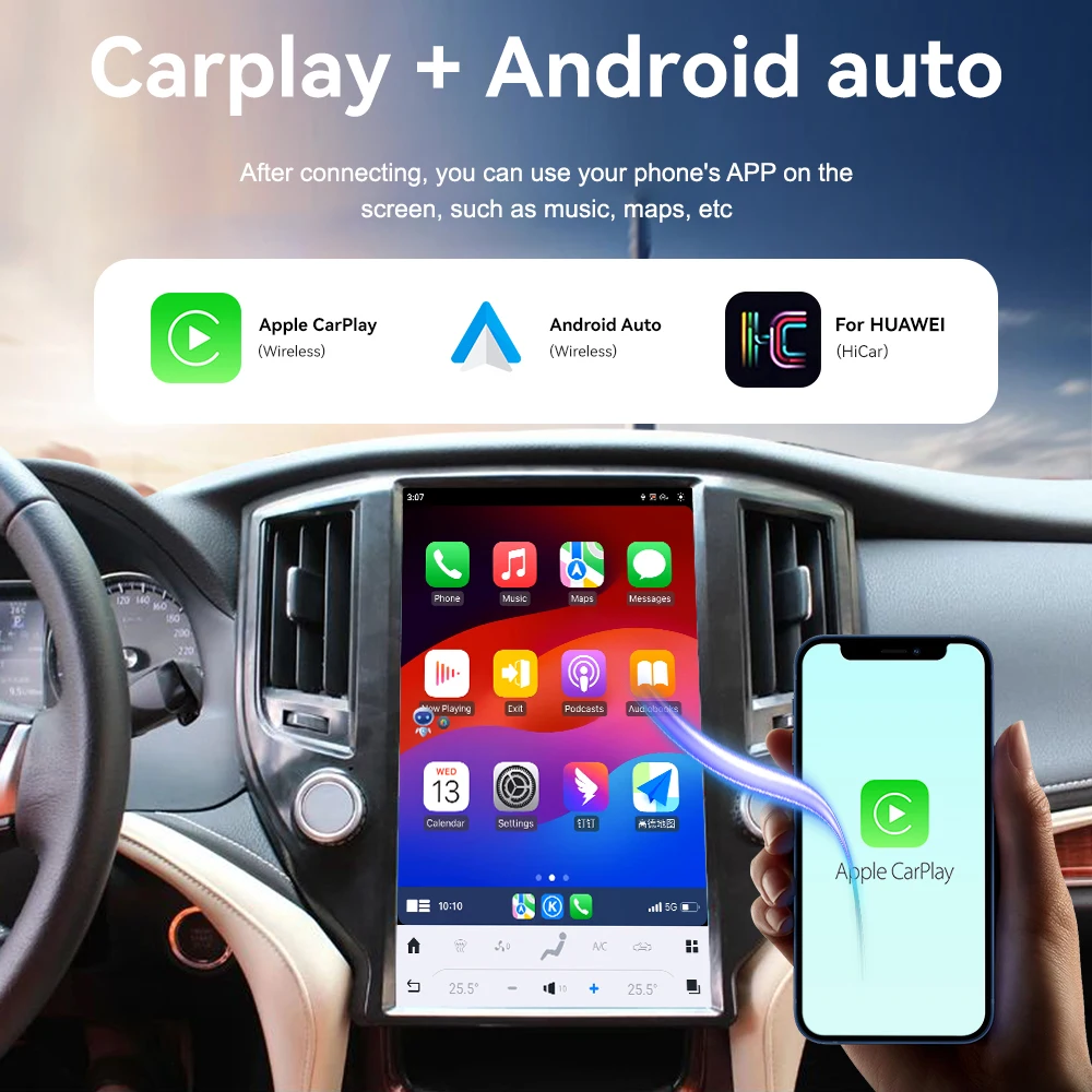 Tela de Toque de 13,6 Polegadas para a Quatorzeª Geração Crown 2015-2018, Unidade Principal de Rádio Multimídia Carplay Auto