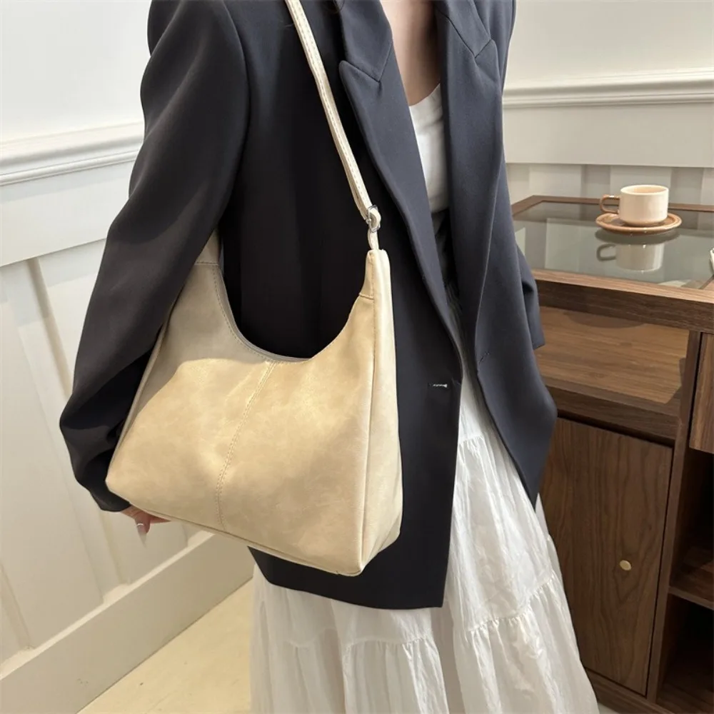 

Luxury Soft Leather Hobo Bag Large Capacity Solid Color Shoulder Bag Handbag All-match Women Crossbody Bag Ladies