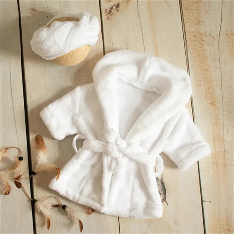 New Born Baby Girl Clothes Newborn Photography Outfit Fotografia Acessorios Baby Photo Props Bathrobe with Belt Bath Towel Set