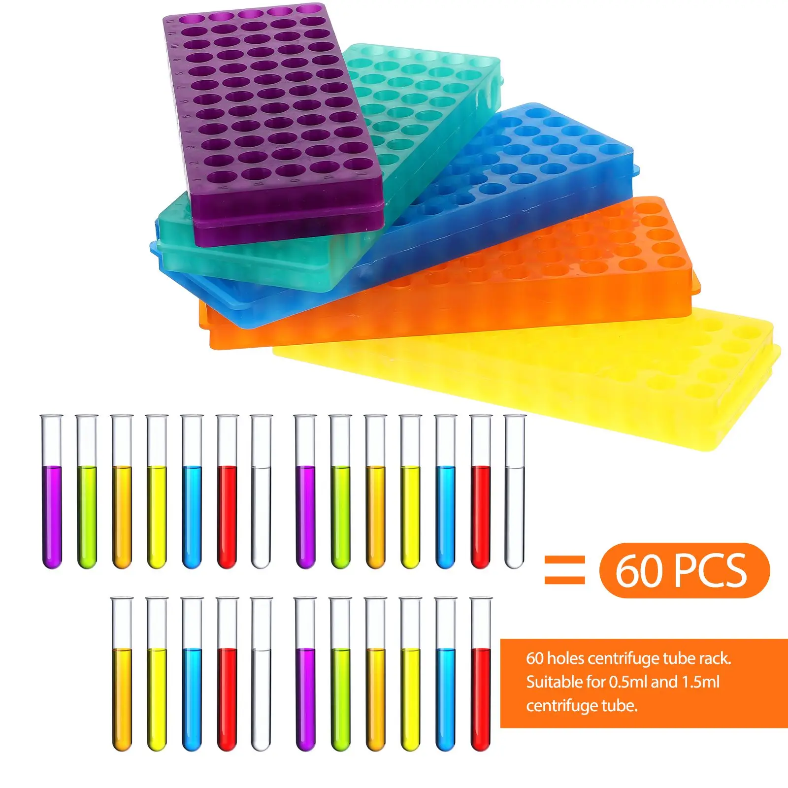 5 PCS Tube Racks Thickened Tube Holders Laboratory Scientific Experiment Accessory 0.5ml/1.5ml