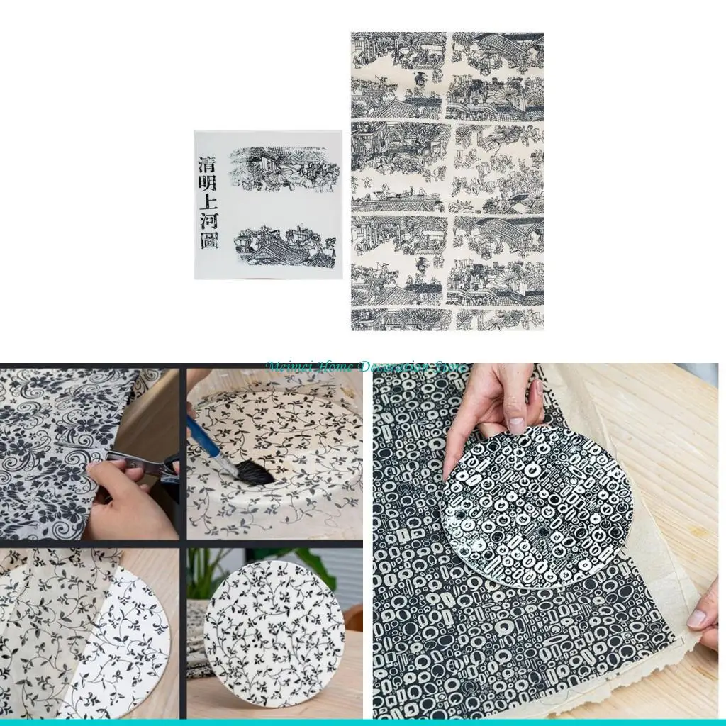 

H7BF Pottery Ceramic Clay Transfer Paper Glaze Underglaze Flower Paper for Pottery