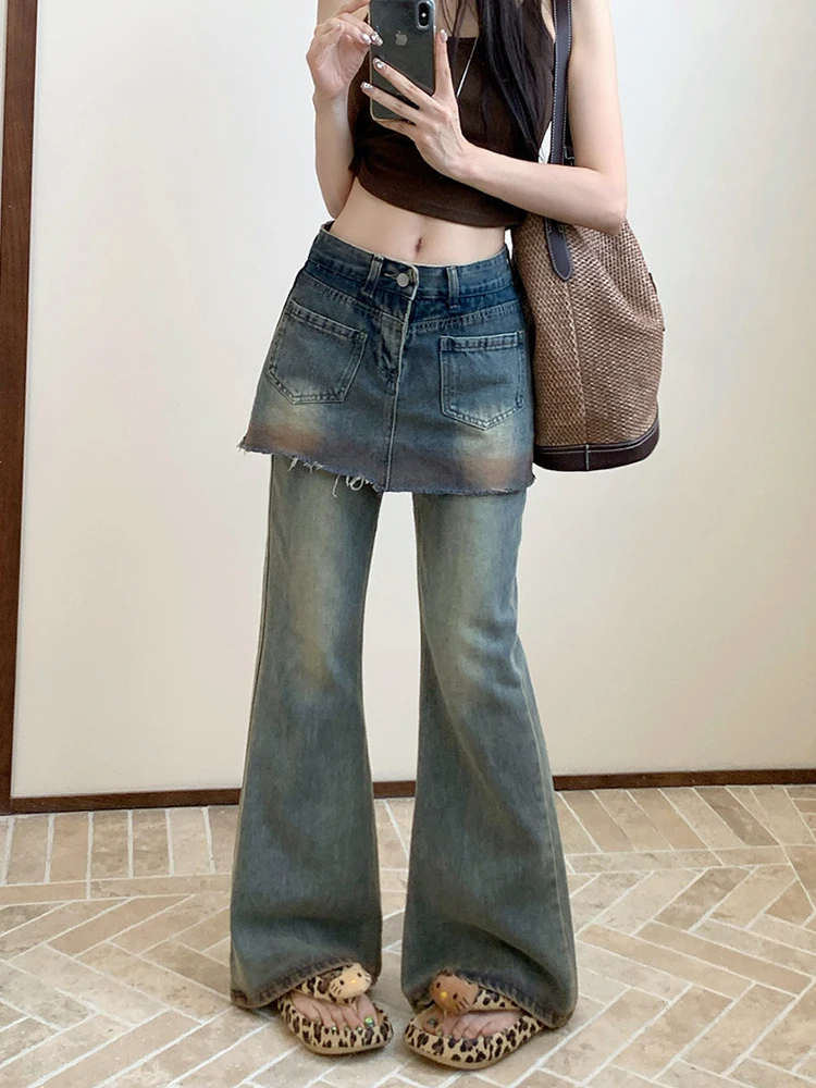 

Джинсы женская женская одежда осенний Tie Dye отбеленный нерегулярный дизайн градиент разноцветный женский джинсовый модный уникальный художественный крутой