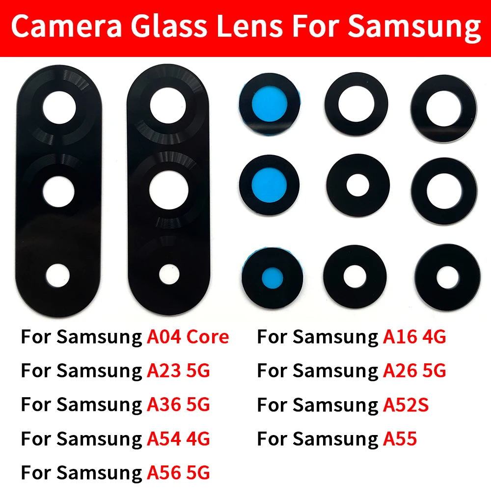 1set Back Camera Glass For Samsung A04 Core A16 4G A23 A36 A52S A54 A55 A56 5G Rear camera Lens Cover With Sticker Adhesive