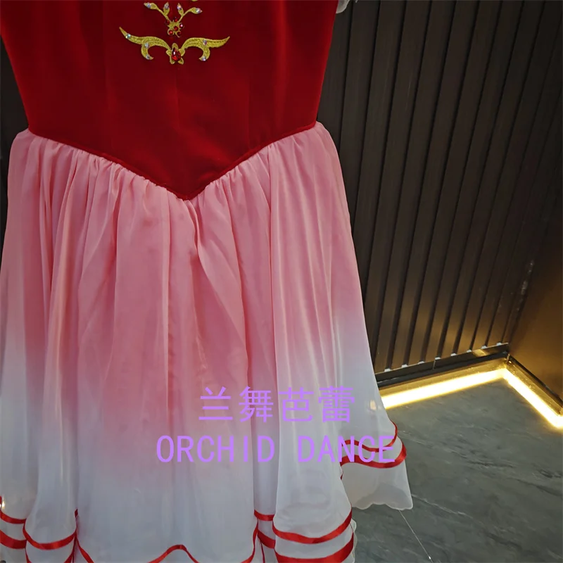 Costumi professionali economici per ragazze, danza classica per adulti, costumi da spettacolo teatrale, tutù da ballo romantico rosso lungo in velluto