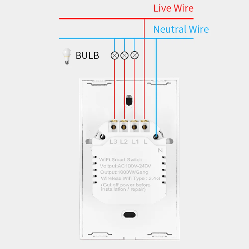 Wifi Smart Light Switch Glass Screen Touch Panel Voice Control Wireless Wall Switches Remote with Alexa Google Home 1/2/3/4 Gang