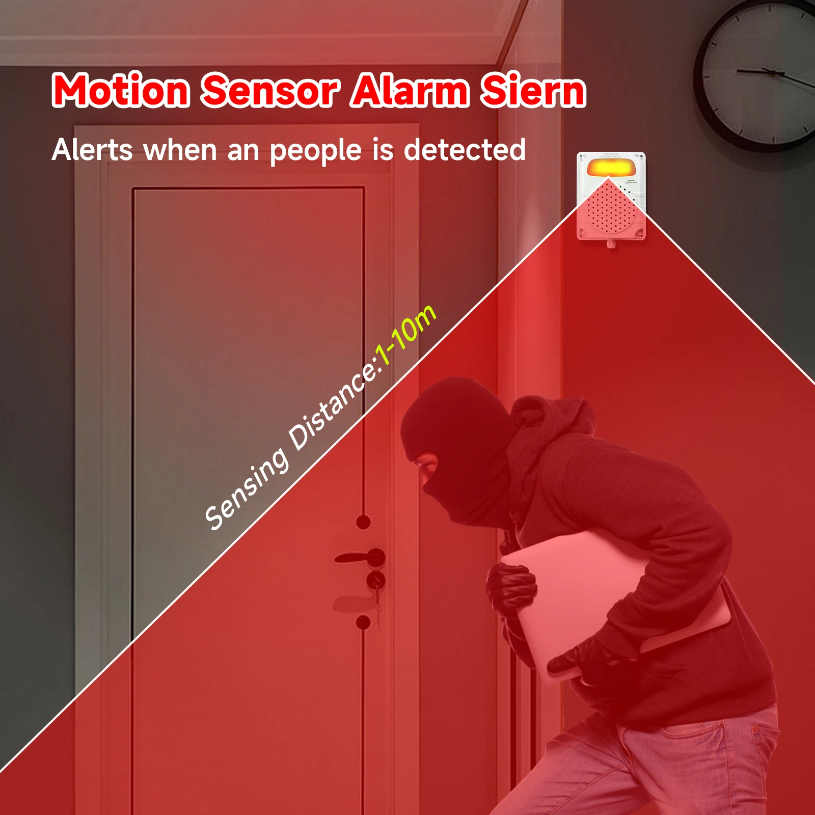 Motion Detection Siren Alarm 120dB Horn Waterproof Motion Sensor Siren with Flash Light and Remote Control AC100-240V